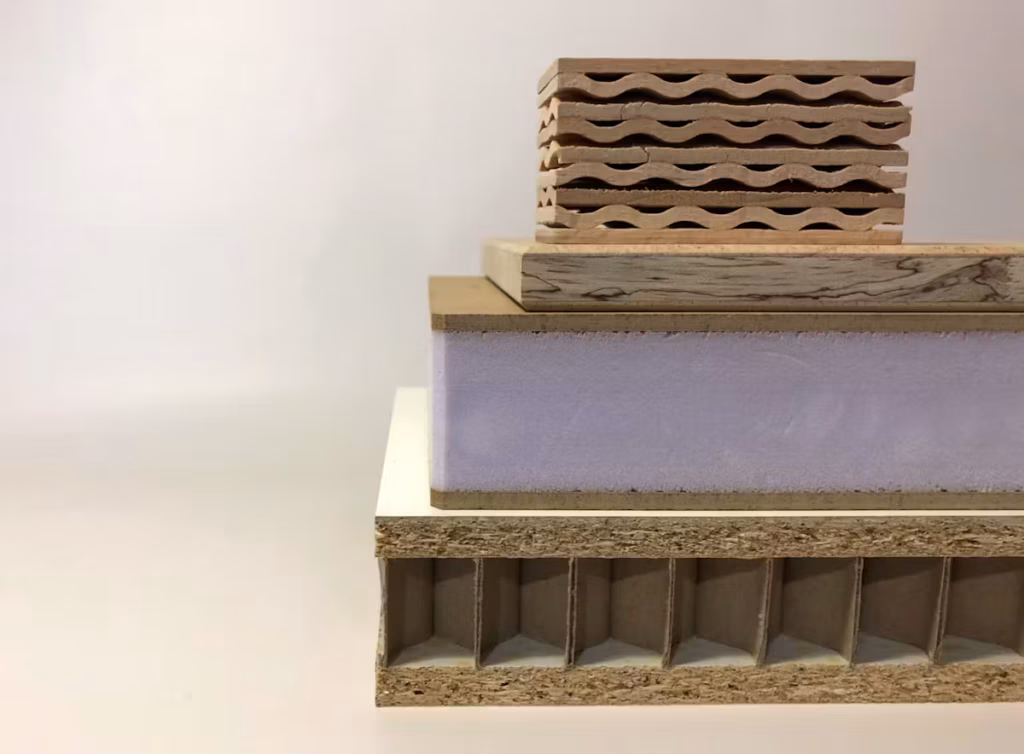 Lightweight wooden panels stacked and glued with Jowat glues